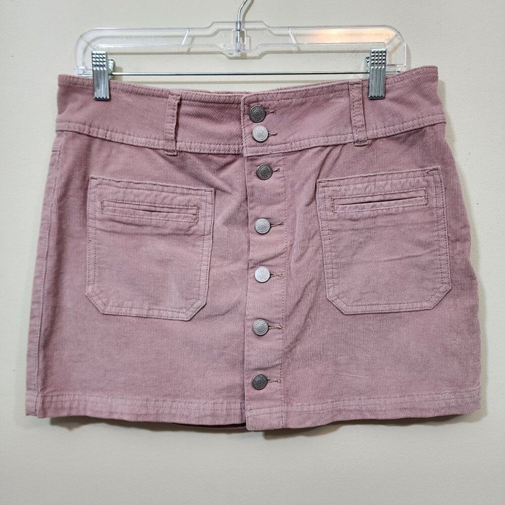 We the Free pink Joanie corduroy full button front mini skirt woman's size 30